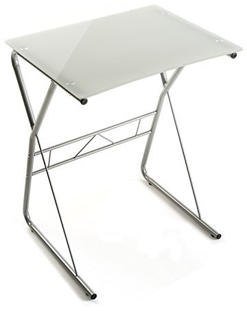 Versa Lisa Scrivania per Computer, Scrittoio, Tavolo da Ufficio, Misure (A x L x l) 75 x 47,5 x 60 cm, Vetro e Metallo, Color Bianco