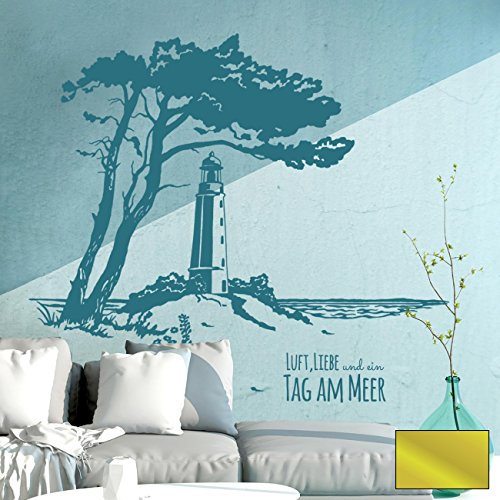 Wandtattoo Wandaufkleber Wandsticker Aufkleber Sticker Ostsee Hiddensee Leuchtturm & Spruch M1930 ausgewählte Farbe: *gold* ausgewählte Größe: *XXXL*