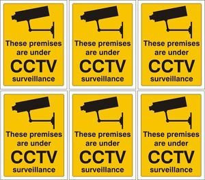 6 x CCTV Signs Self Adhesive 100mm x 75mm Suitable for Outdoor Use