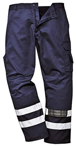 Portwest S917 Iona Safety Combat Trousers Half Elasticated Waist Reflective | Navy, 3X Large, UPF 40+, EN 17353 Type B2, Secure and Comfortable Fit, Easy Access Cargo Pockets, 2 Side Pockets, Workwear