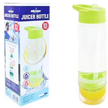Milestone Sports 65790 Juice Twist Fruit Water Drinks Bottle, Lime Green, 500ml