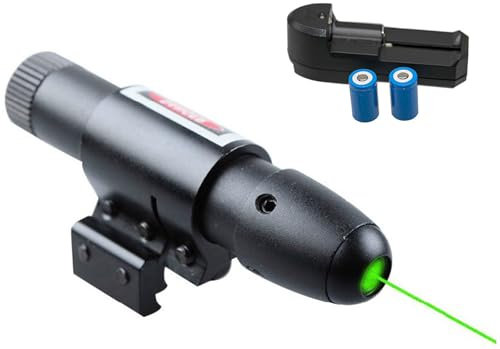MAYMOC Mira de Punto Verde, mira de puntería de Punto Verde con Soporte e Interruptor de presión, Soporte Ajustable de 11 mm, 20 mm, con 2 Juegos de baterías