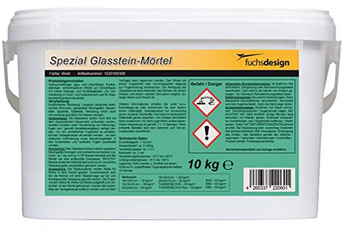 Mortero de ladrillo de vidrio especial - mortero y compuesto lechada para la colocación de bloques de vidrio – 10 kg Blanca