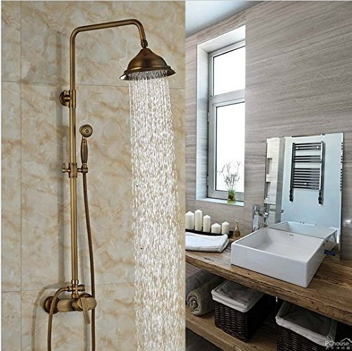 Gowe Wandhalterung, Badezimmer, Outdoor, Regendusche mit einem Griff, Antik-Messing-Duscharmatur mit Handbrause