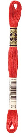 DMC 117-349 Mouline Stranded Cotton Six Strand Embroidery Floss Thread, Dark Coral, 8.7-Yard