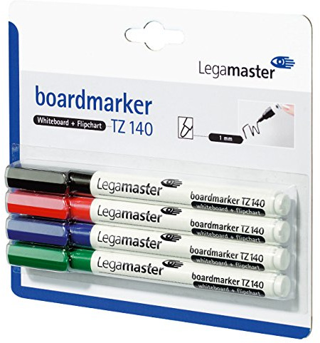 Legamaster 7-114094-4 Boardmarker TZ 140, sehr dünne Strichbreite von ca. 1 mm, 4er Blister, 4-farbig sortiert