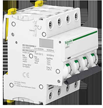 Schneider Electric - Acti9, iC60N disjoncteur 4P 25A courbe C - A9F77425