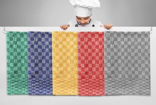 Castejo 10-er Set Geschirrtücher,Grubentücher, Trockentücher 50x100cm 200g/m² -gemischte Farben (4X blau/2x grün/4x gelb)- CA054 Mix