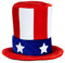 Horror-Shop USA Flagge Uncle Sam Amerika Zylinder für Fasching & USA-Partys