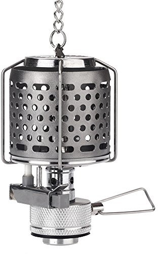 Docooler174; Mini Portable Camping Lantern Gas Light Tent Lamp Torch Hanging Metal Lamp-chimney Butane 80LUX