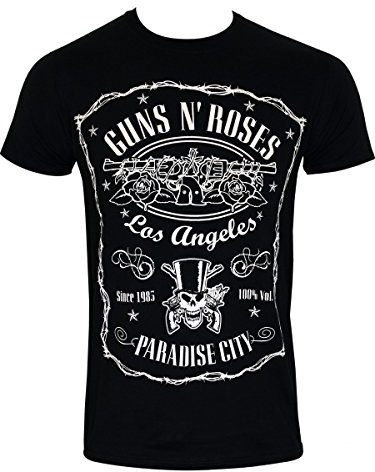 Guns & Roses Men's Guns N' Roses Paradise City Labe T-Shirt, Black (Black Black), Xx-Large