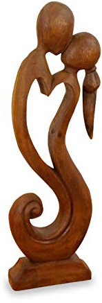 livasia Skulptur der Liebe und Geborgenheit, Holzfigur, Statue, Liebespaar, Dekofigur, (Handarbeit)
