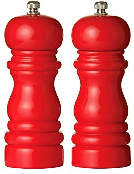 Premier Housewares Salt and Pepper Mill Set, 14.2 cm - Hi Gloss Red