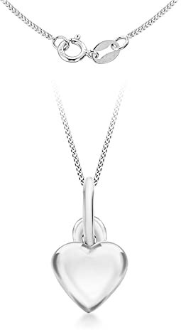 Tuscany Silver Women's Sterling Silver Heart Pendant on Chain Necklace of 46cm