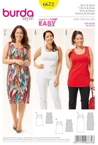 Burda Style Sewing Pattern B6672 Misses' Shirt and Dress