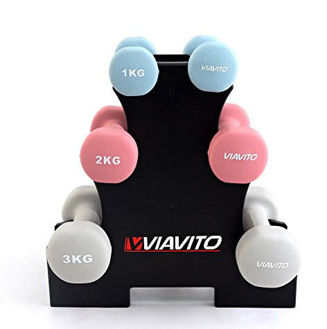 VIAVITO 12kg Dumbbell Weights Set with Stand