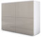 Vladon Sideboard Rova, Made in Germany, Kommode mit 4 Türen, Weiß matt/Sandgrau Hochglanz (92 x 72 x 35 cm)