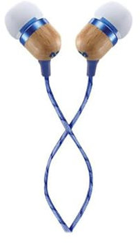 Marley Smile Jamaica Auriculares Intraurales con Cable, Micrófono Integrado, Controladores de 9,2 mm con Aislamiento de Ruido, 2 Siliconas de Distintos Tamaños, Anti Nudos, Sustentables – Azul