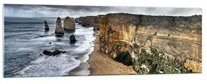 Panorama Bilder auf Glas 160x50cm Glasbild Strand Ozean Landschaft Groß XXL Wanddeko Bild im Glas Schlafzimmer Küche Wandbilder Dekoration Wohnzimmer Modern Wand Kunstdruck Art GAB160x50-0141