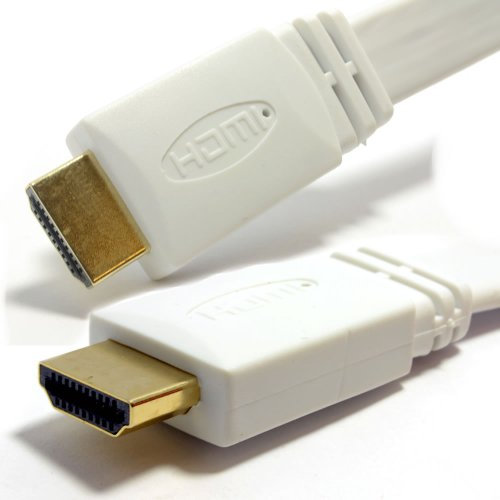 Plat HDMI Haute Vitesse câble pour LCD LED UHD/HD TV Cordon Plaqués Or 1,5 m Blanc [1.5 mètre/1,5m]