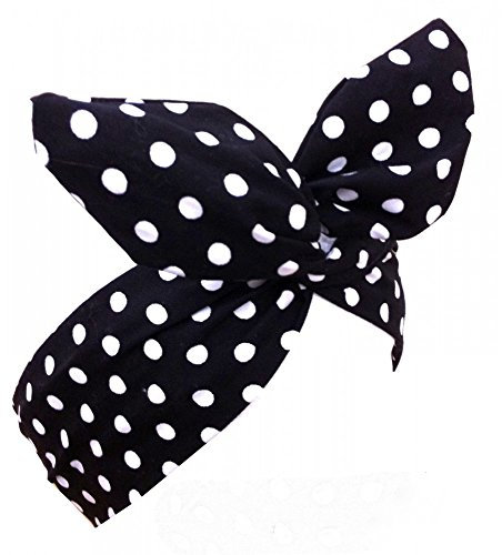 shoperama Pinup Haarband mit Draht - Polka Dot - Schwarz/Weiß