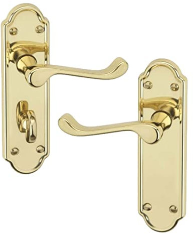 URFIC Ashworth Polished Brass Bathroom Modern Door Handle Set