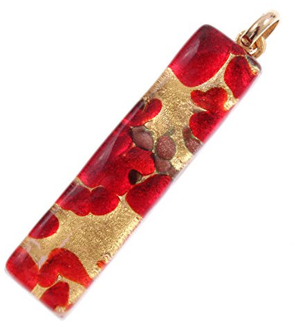 Pendentif Pendant en Murano Verre Baguette Bastone-rouge-or