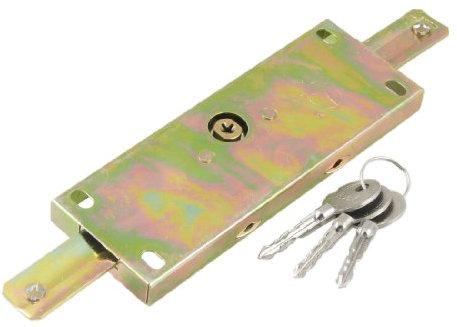 sourcingmap Serrure pour Volet Roulant Porte Garage Entrepôt Magasin tête de cylindre de clé croisée de tonalité d'or avec 3 clés