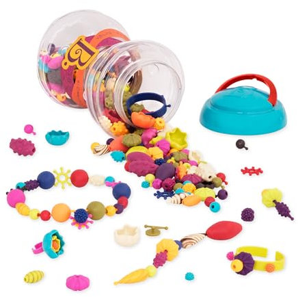 B. toys 300 Teile Bastelset Kinder Pop Arty – Schmuck Basteln, Bunte Perlen zum Zusammenstecken, Kinderschmuck, DIY – Spielzeug ab 4 Jahren