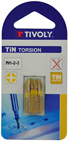 TIVOLY 11522320001 - Juego de 3 puntas de destornillador para tornillos Philips Ph1-2-3