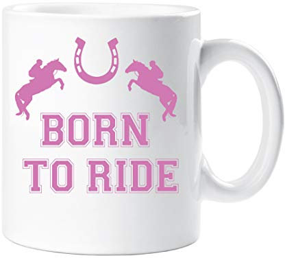 60 Second Makeover Limited Born to Ride Mug Pink Horse Gifts for Girls Horses Horsey Girls 11oz Ceramic Coffee Cup Equestrian Gifts Dishwasher Safe Microwave Safe