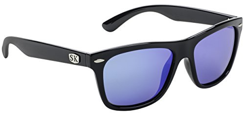 Strike King Plus Cash polarisierte Sonnenbrille, glänzender schwarzer Rahmen/Blaue verspiegelte graue Basislinse