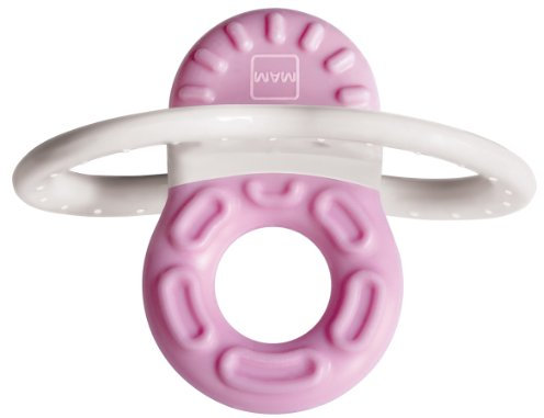 MAM Bite & Relax Phase 1 Mini Beißring, Zahnungshilfe speziell für die Vorderzähne, extra kleiner und leichter Beißring für Babys, ab 2+ Monate, rosa