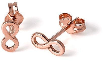 Small Rose Gold Dipped Sterling Silver Infinity Loop Stud Earrings