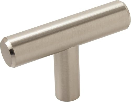 Amerock BP19009CSG9 Bar Pulls Cabinet T-Knob, Sterling Nickel, 1-15/16 | Durable Carbon Steel drawer knob and cabinet hardware, ideal for kitchen cabinets, bathroom vanities, dressers, and furniture