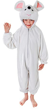 Adorable Kids White Plush Hooded Jumpsuit Mouse Costume (Medium Size) Pack of 1 - Perfect for Parties, Animal - Themed events, Christmas, & Dress-Up Halloween Halloween