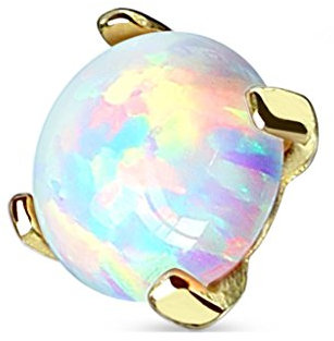 Tapsi´s Coolbodyart® Dermal Piercing Anchor Aufsatz Gelb Gold 14 K,Opal on Top 5mm