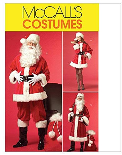 McCall's Patterns M5550 Size XN Extra-Large- XXL - XXXL Misses'/ Men's Santa Costumes and Bag, Pack of 1, White