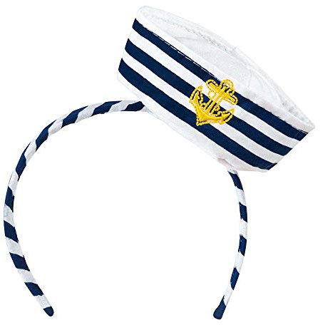 Boland 44356 - Tiara Navy Sailor mit Mütze, Haarreif, Matrose, Seemann, Seefahrer, Marine, Accessoire, Haarreif, Kopfbedeckung, Kostüm, Mottoparty, Karneval