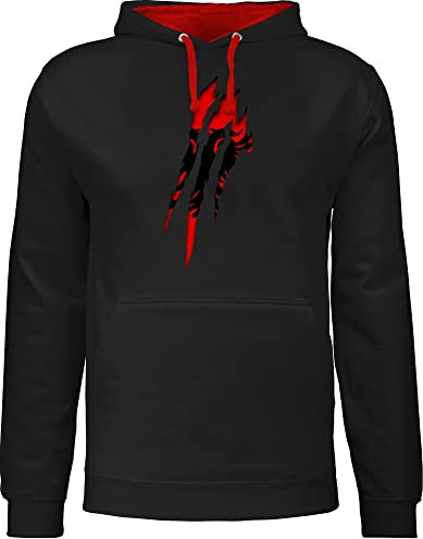 Pullover Herren Frauen Hoodie Kontrast zweifarbig - Länder Fahnen und Flaggen - Albanien Krallenspuren - L - Schwarz/Rot - albanischer adler damen logo albania albanischen flagge country albanisch