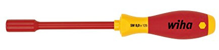 Wiha Schraubendreher SoftFinish® electric Sechskant-Steckschlüssel (00859) 8 mm x 125 mm VDE geprüft, stückgeprüft, ergonomischer Griff für kraftvolles Drehen, Allrounder für Elektriker
