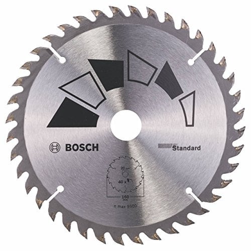 Bosch Accessories 1x Kreissägeblatt Standard (Sägeblatt für Holz, Ø 160 x 2.2/1.5 x 20/16 mm, 40 Zähne, ATB, mit 1x Reduzierring 16 mm, Zubehör Kreissäge)