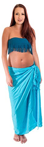 Ciffre Premium Sarong Pareo Wickelrock Strandtuch Lunghi Dhoti Schlicht Blickdicht Tolle Stickerei Uni Einfarbig Türkis