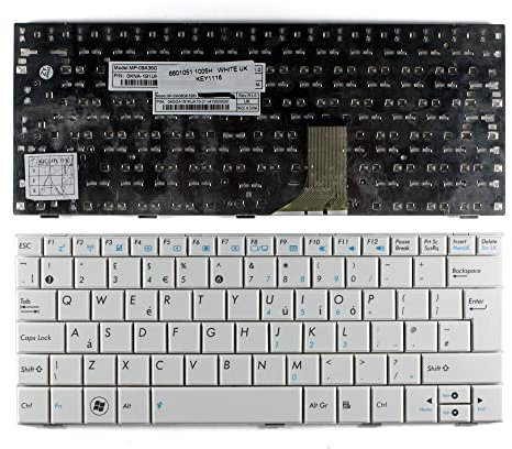 Power4Laptops Regno Unito Bianco Tastiera Sostitutiva per Portatili Compatibile con ASUS EEE PC 1005HA-P