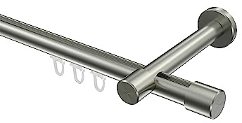 INTERDECO Innenlauf-Gardinenstange 20 mm, moderne Innenlaufstange aus Metall, Edelstahl-Optik, zur Wandmontage, Typ 10213125, 600 cm