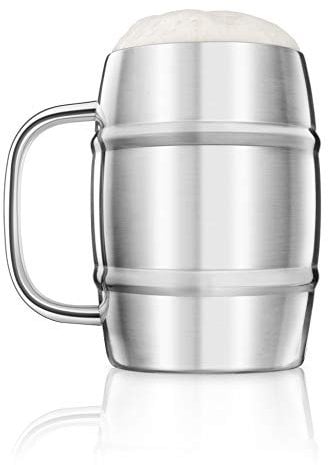 Final Touch Stainless Steel Large Double Wall Beer Barrel Mug Mug - 1 Litre - FTA1700