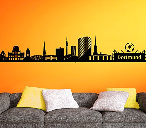 Wandora Wandaufkleber Skyline Dortmund Stadt I gelb (BxH) 180 x 31 cm I Wandsticker Wohnzimmer Wandtattoo Kinderzimmer Junge Aufkleber Sticker G148
