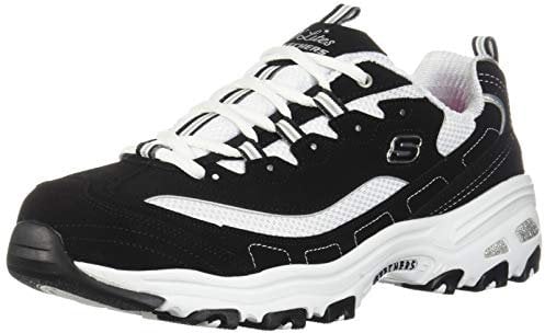 Skechers Women's D'lites biggest Fan Fashion Sneaker, Black White, 6 UK Wide