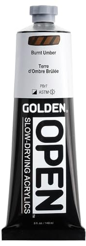 GOLDEN OPEN Slow-Drying Acrylics, Burnt Umber, 5 fl. oz. Tube