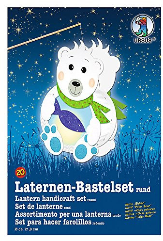 Ursus 18700020 - Laternen Bastelset, Eisbär, ca. 21,8 x 21 x 10,3 cm, Durchmesser ca. 21,8 cm, inklusive Vorlagebogen mit Bastelanleitung, zum Selbstgestalten, ideal für den nächsten Laternenlauf